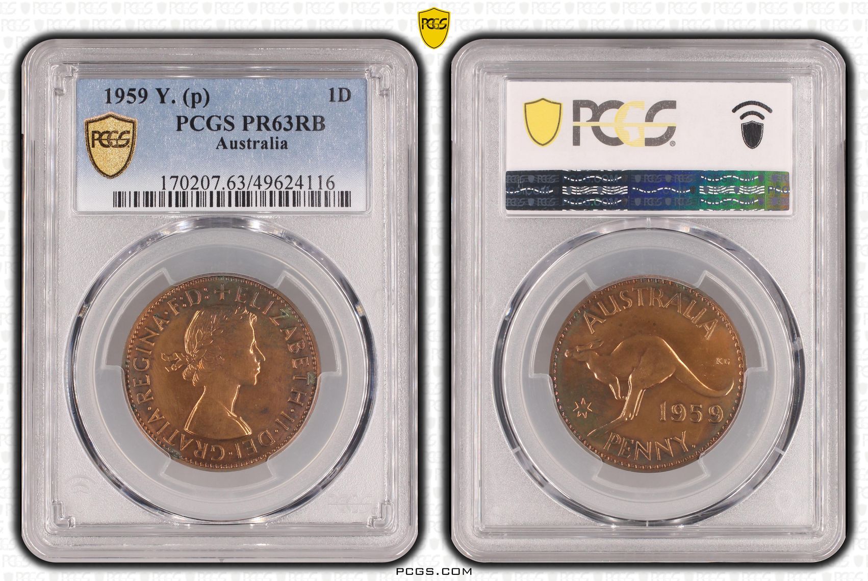 Elizabeth II, Penny, 1959, PCGS PR63RB