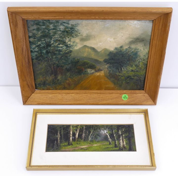 2pc Antique California Landscape Small Paintings- 13x17'' largest
