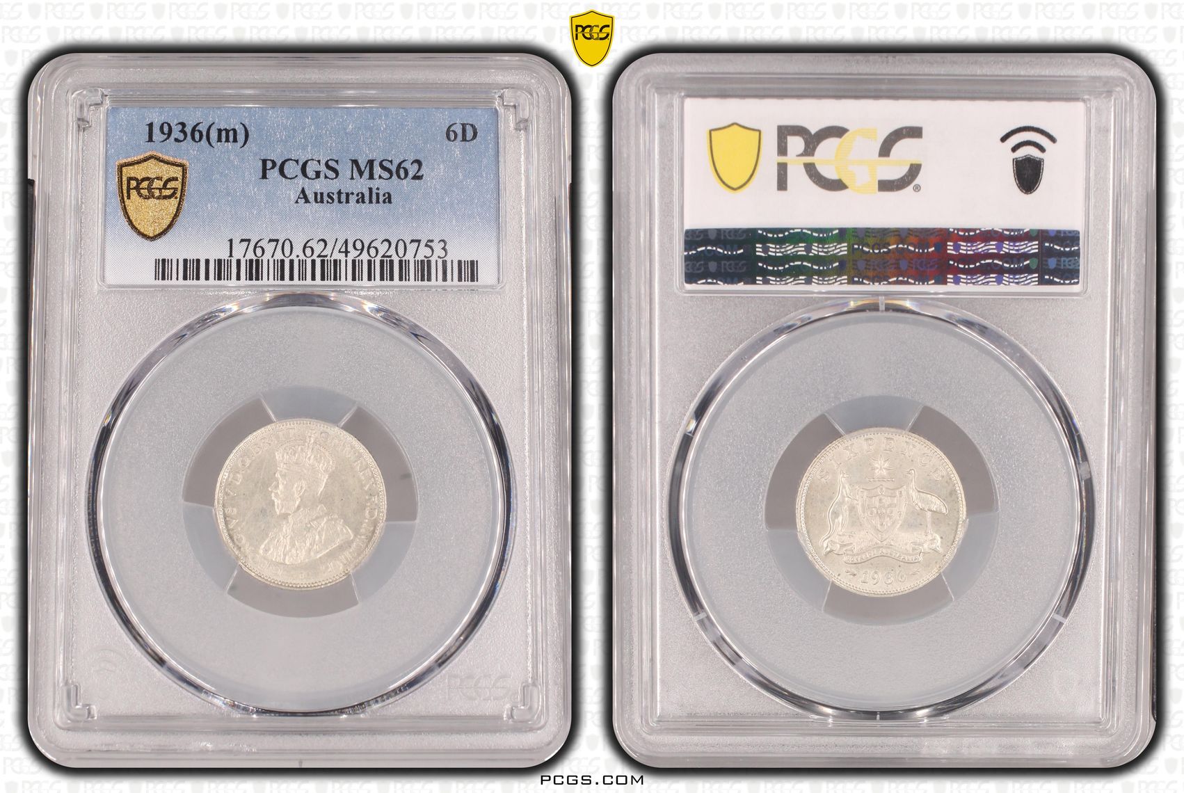 George V, Sixpence, 1936(m), PCGS MS62