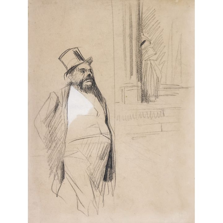 Jean-Louis Forain ''Gentleman and Lady'' Charcoal
