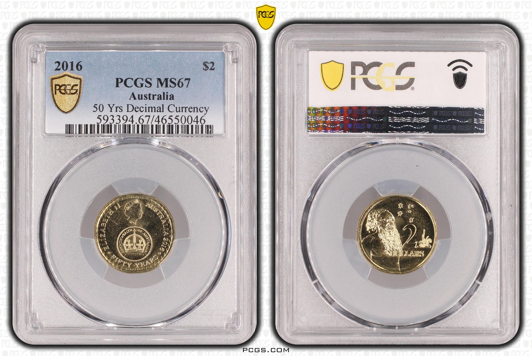 Elizabeth II, 50 Yrs Decimal Currency , Two Dollar, 2016, PCGS MS67