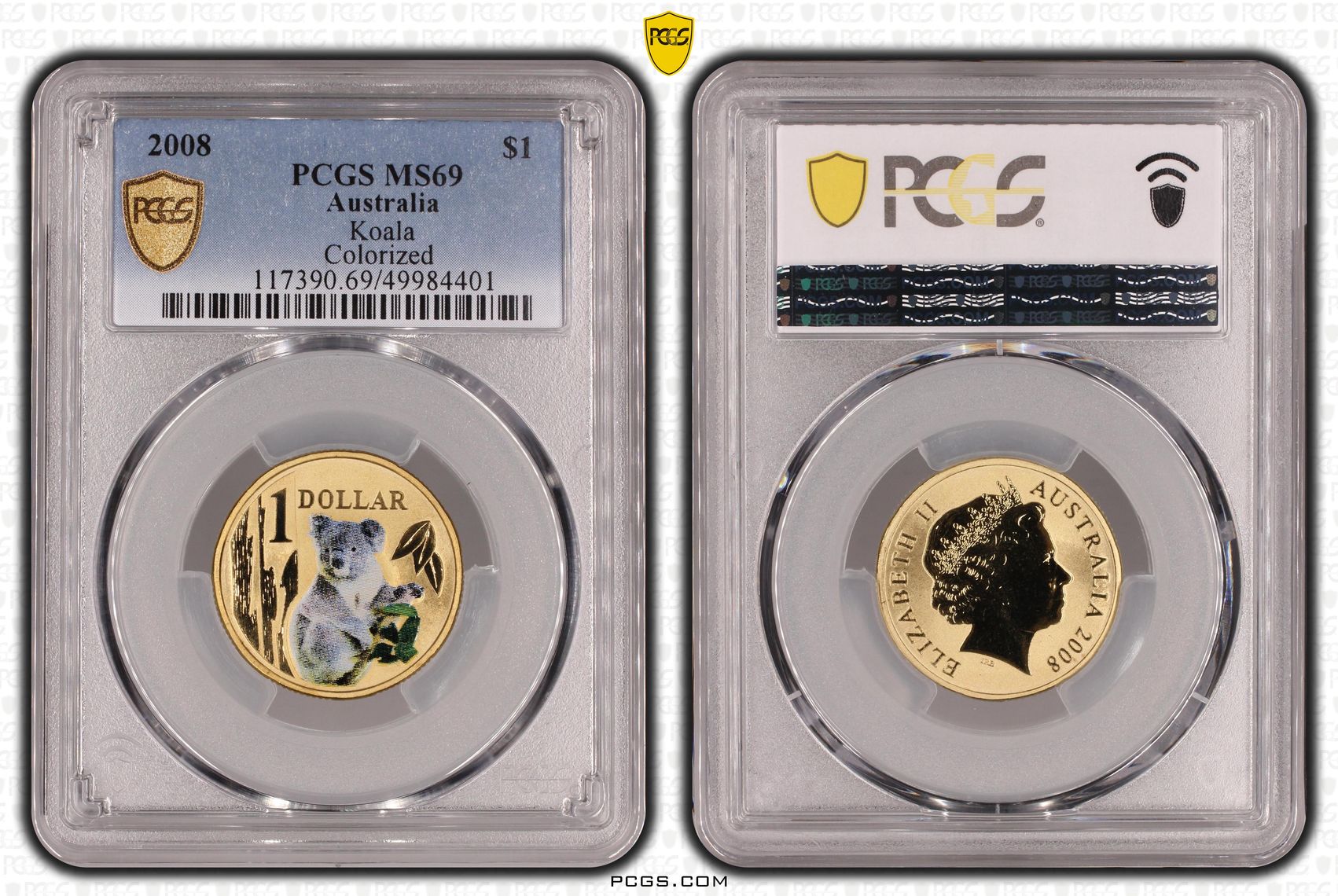 Koala POP 10/0, One Dollar, 2008, PCGS MS69