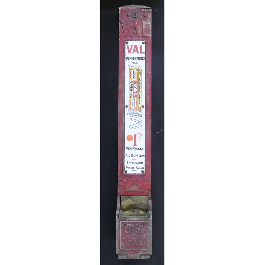 Antique Val Peppermints Sweets Coin Op Dispenser 29''