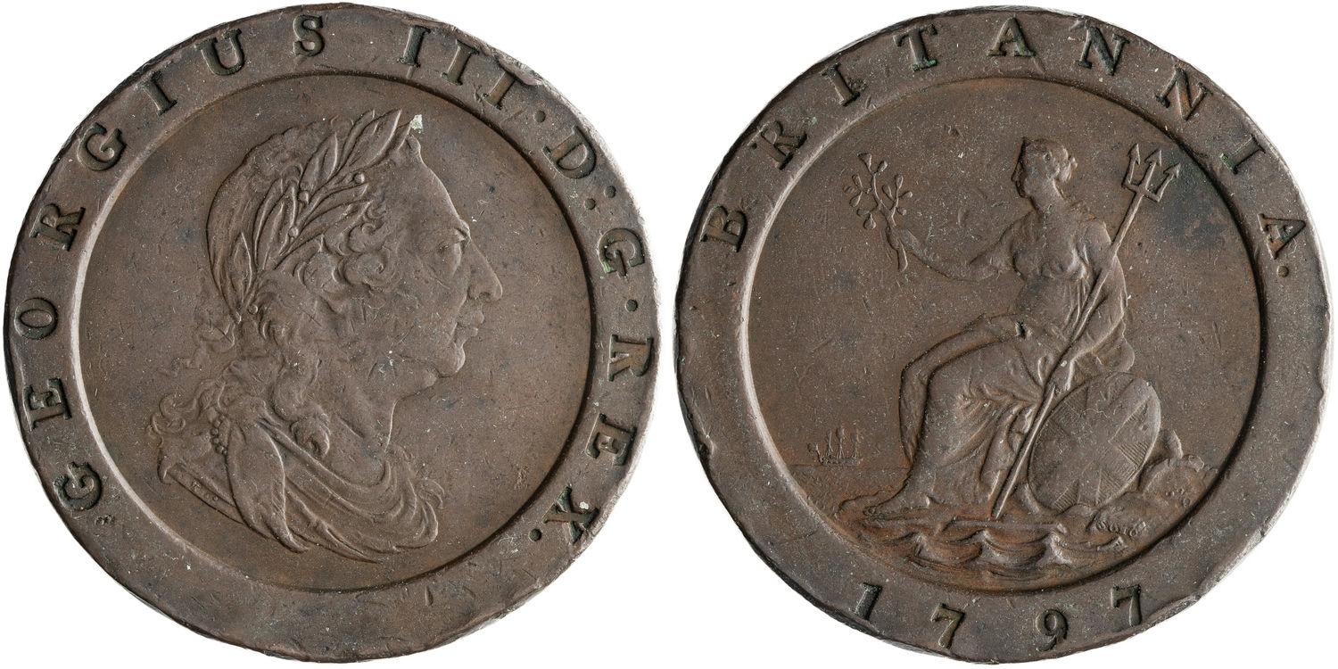 George III, Cartwheel, Two Pence, 1797, VF