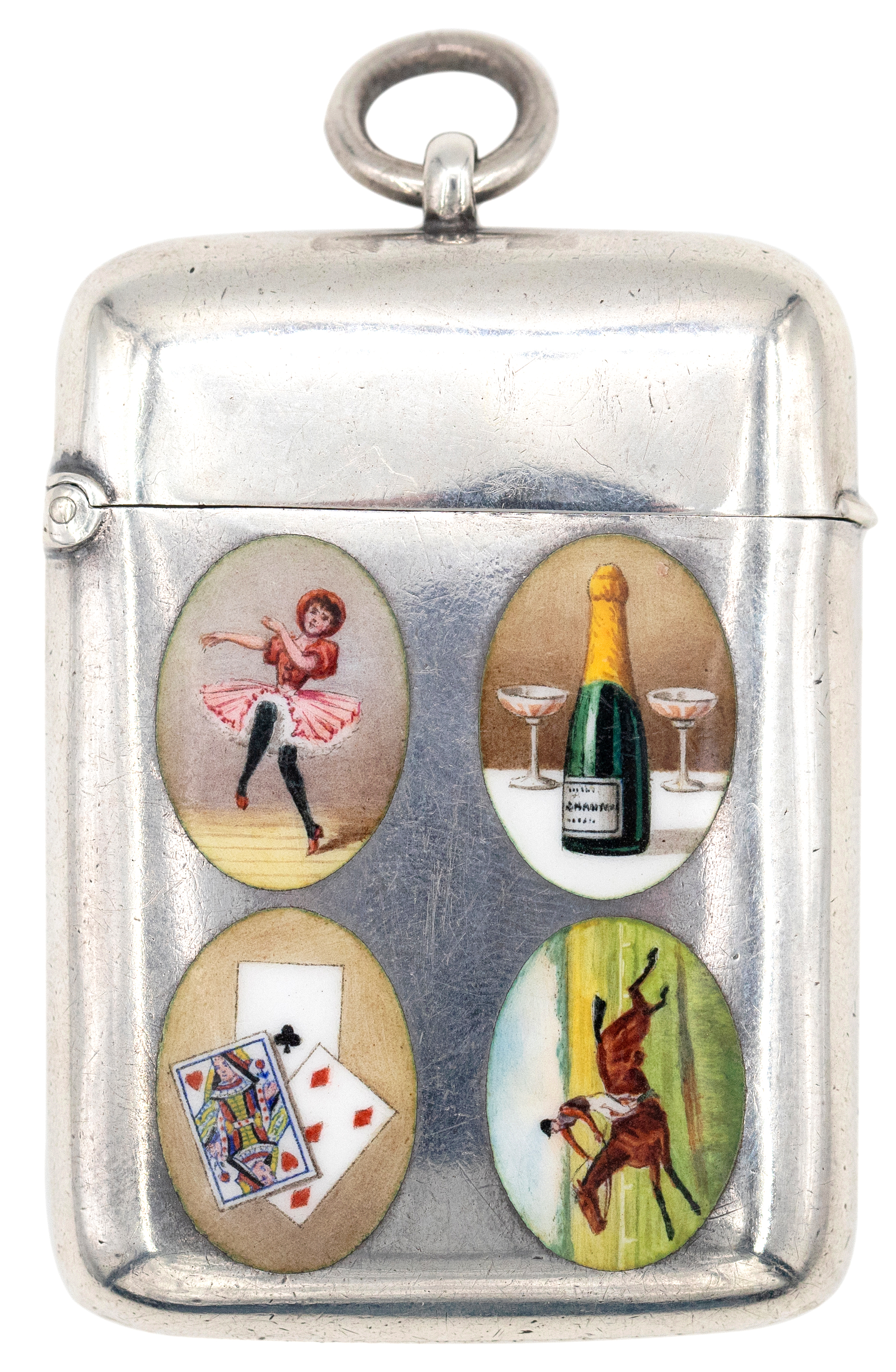 Great Britain, Victoria, Enameled Silver Vesta Case, 1901, VGC