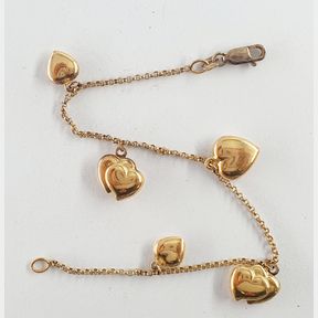 9CT GOLD PLATED STERLING SILVER HEART CHARM HAND CHAIN - 51929/11322