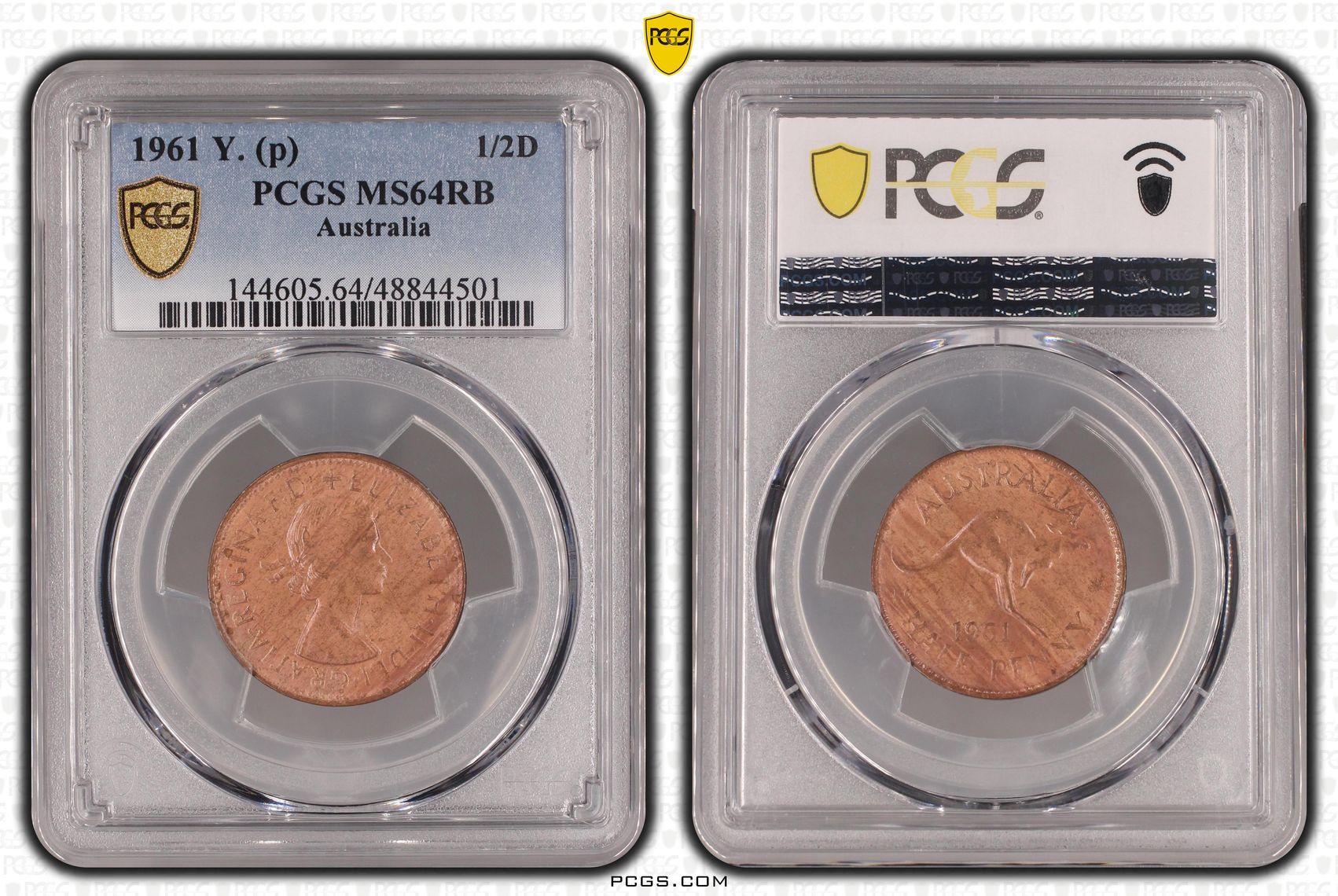 Elizabeth II, Halfpenny, 1961-Y., PCGS MS64RB