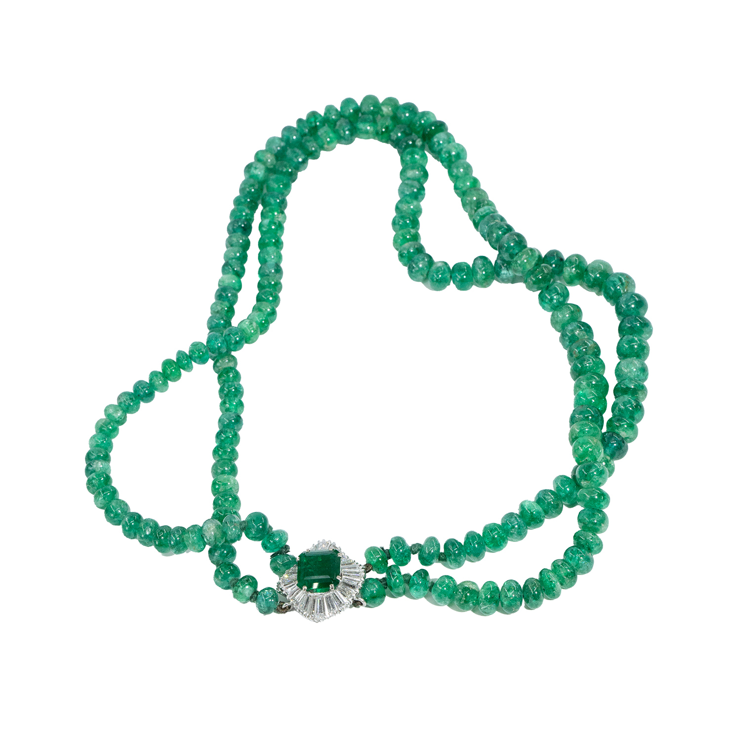 3.65 Carat Emerald & 1.25 Carat Diamond Necklace,