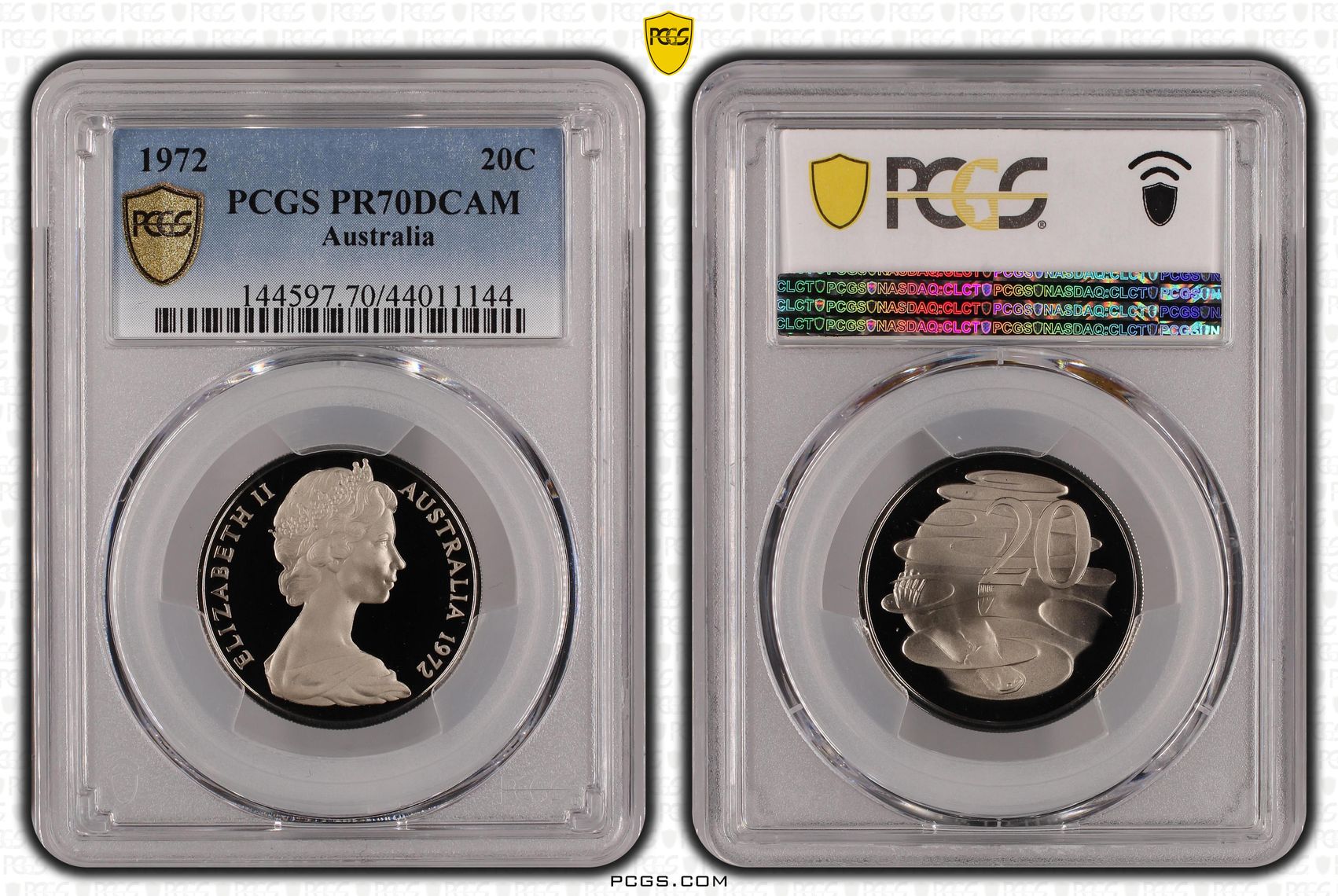 1972 Australia Twenty Cent, 20c PCGS - PR70DCAM POP 2/0 -144