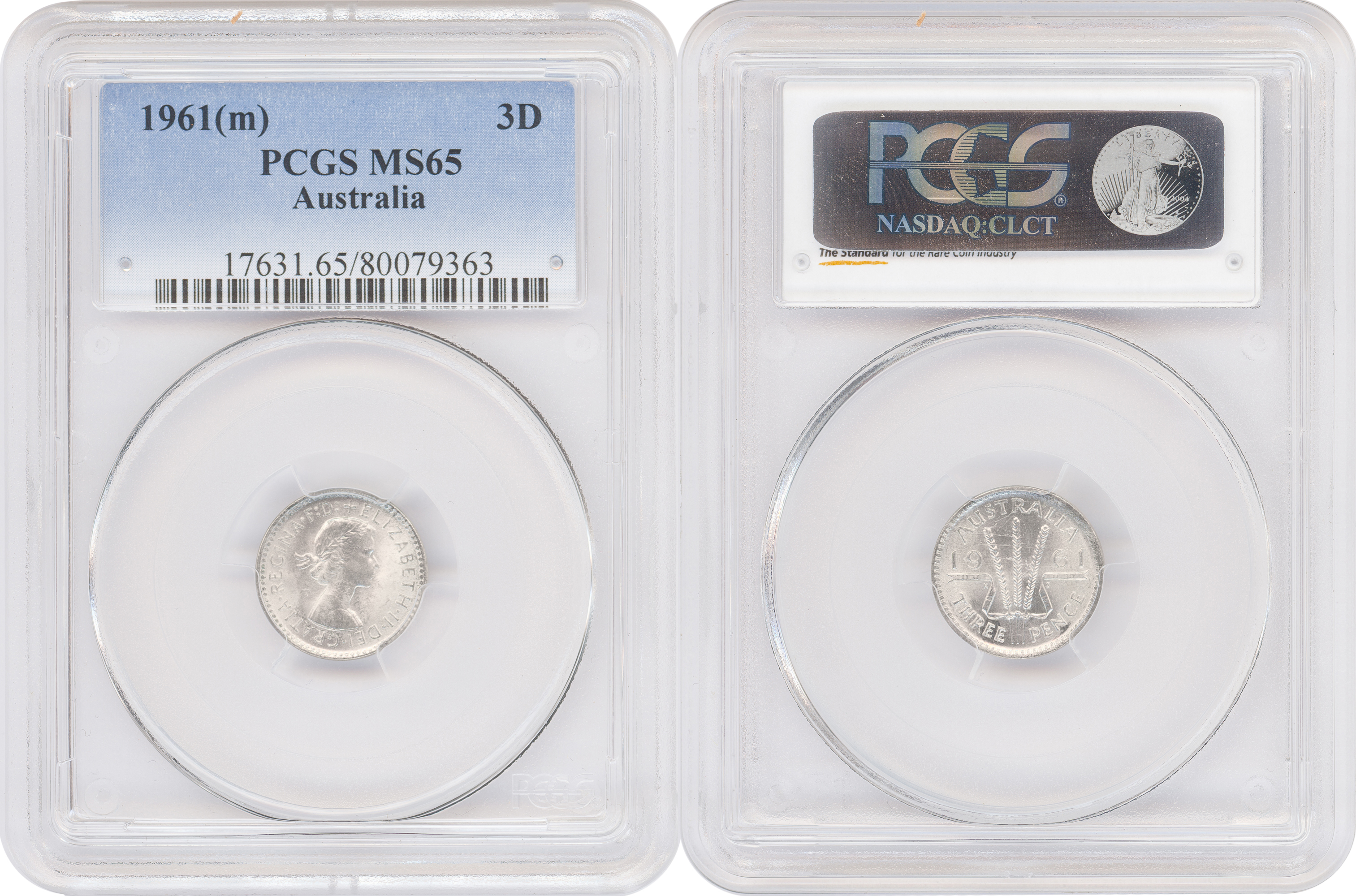 Threepence, 1961(m), PCGS MS65