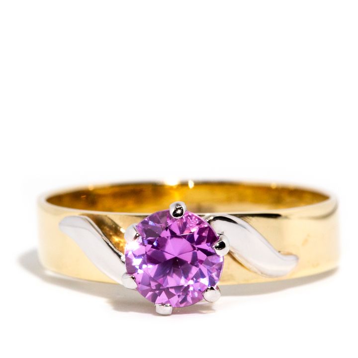 Pink Synthetic Sapphire Ring,