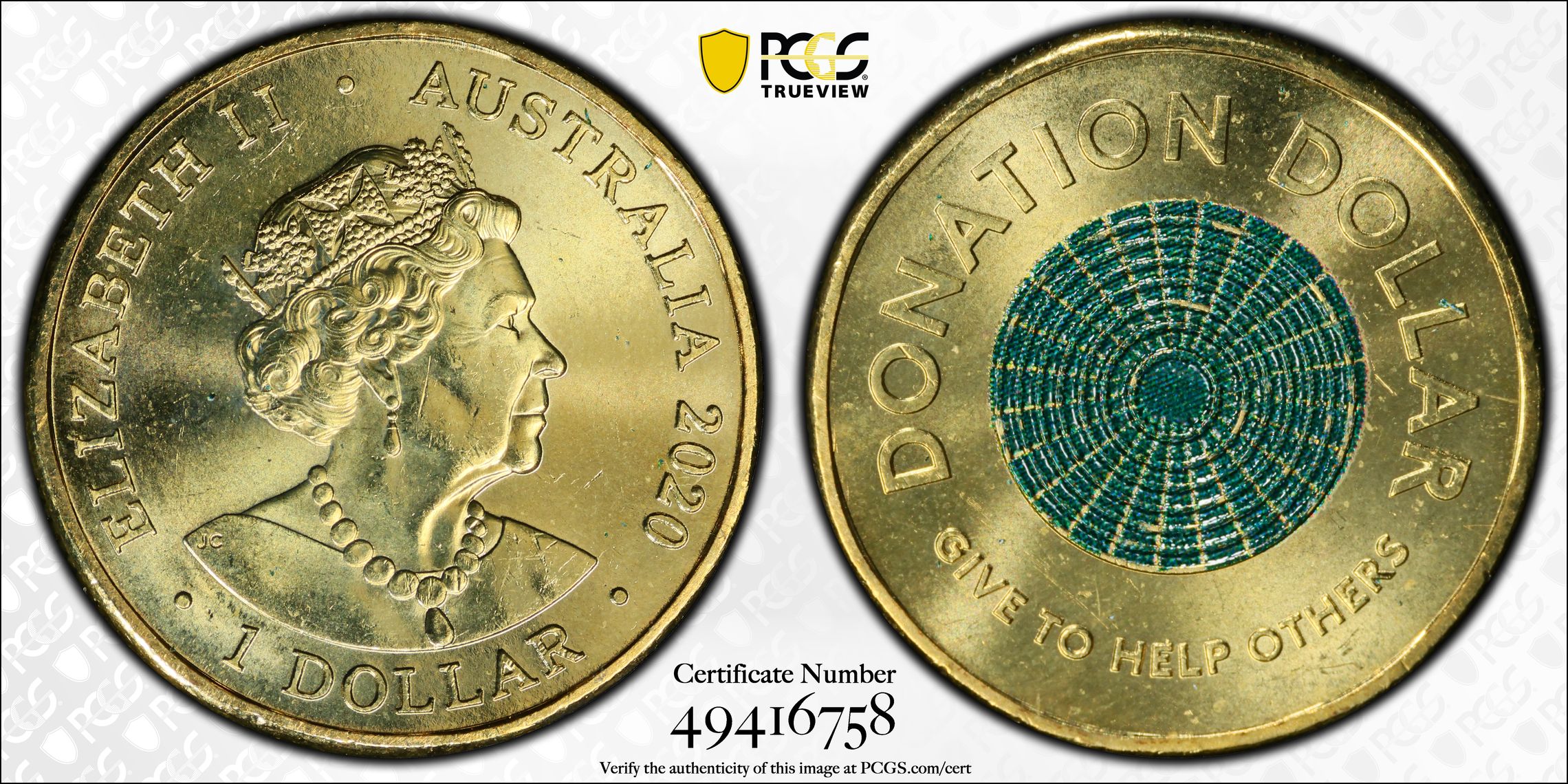 Donation Dollar , One Dollar, 2020, PCGS MS64
