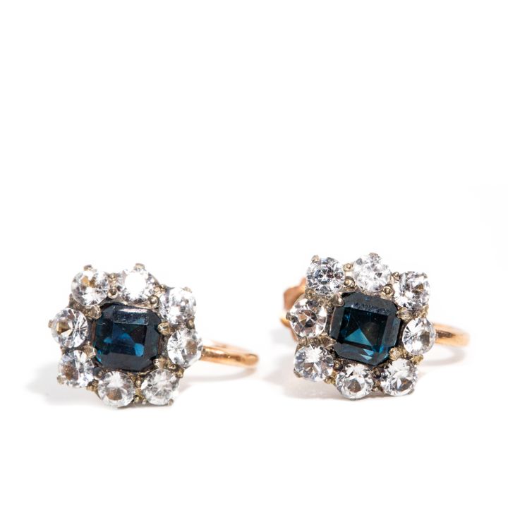 Sapphire Vintage 9 Carat Gold Earrings,