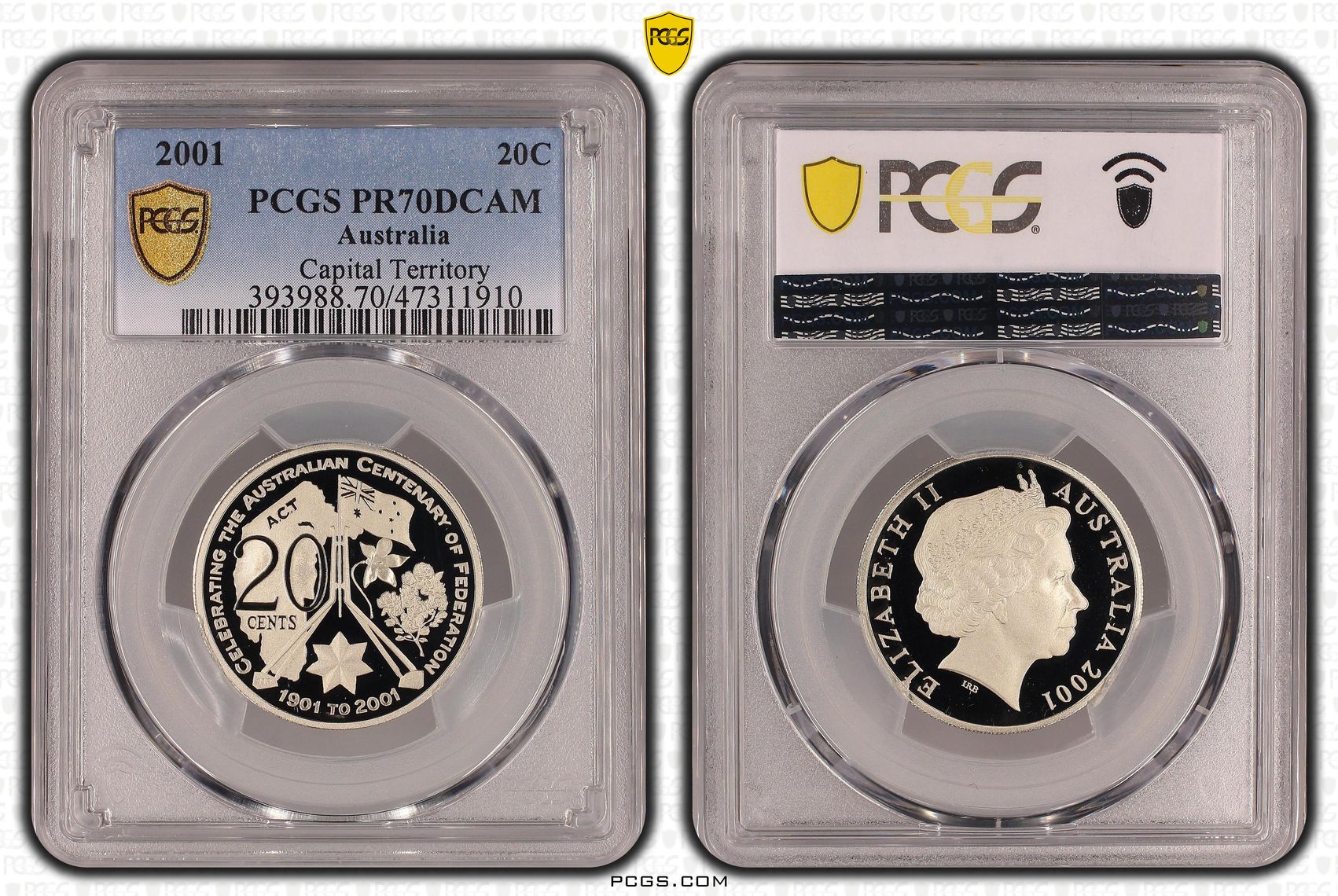 Elizabeth II, Capital Territory, Twenty Cent, 2001, PCGS PR70DCAM