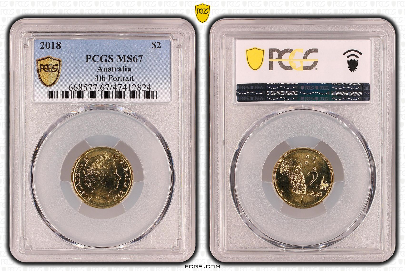 445 · Elizabeth II, 4th Portrait , Two Dollar, 2018, PCGS MS67