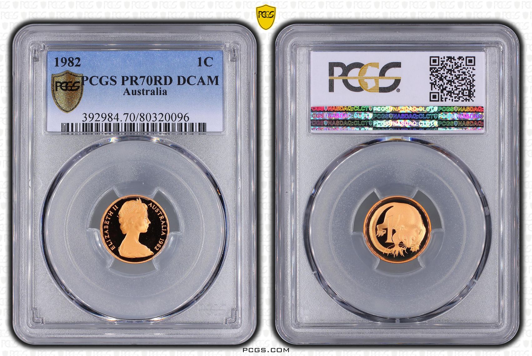 Top pop, One Cent, 1982, PCGS PR70DCAM