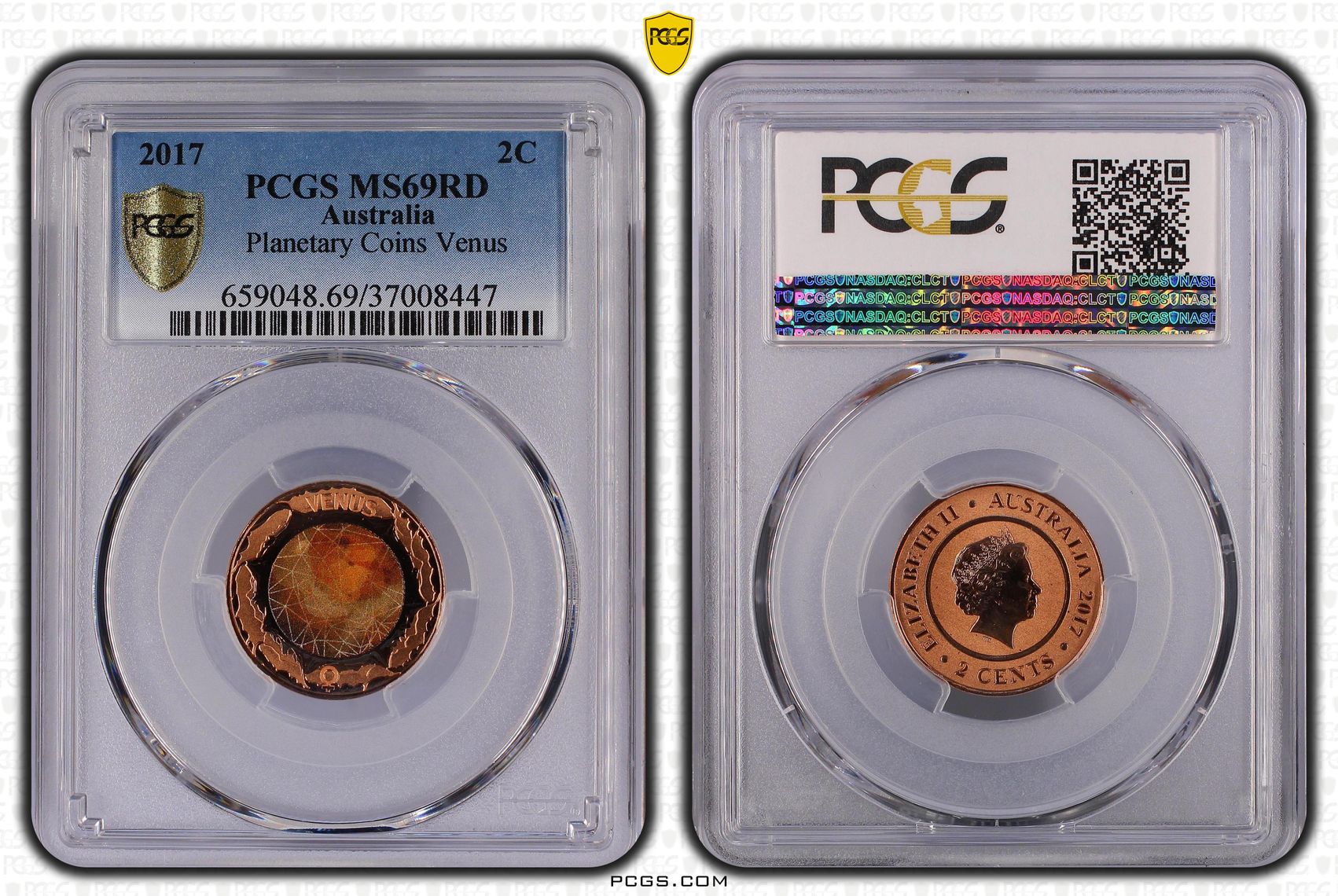 Planetary Coins Venus Colorized, Two Cent, 2017, PCGS MS69RD