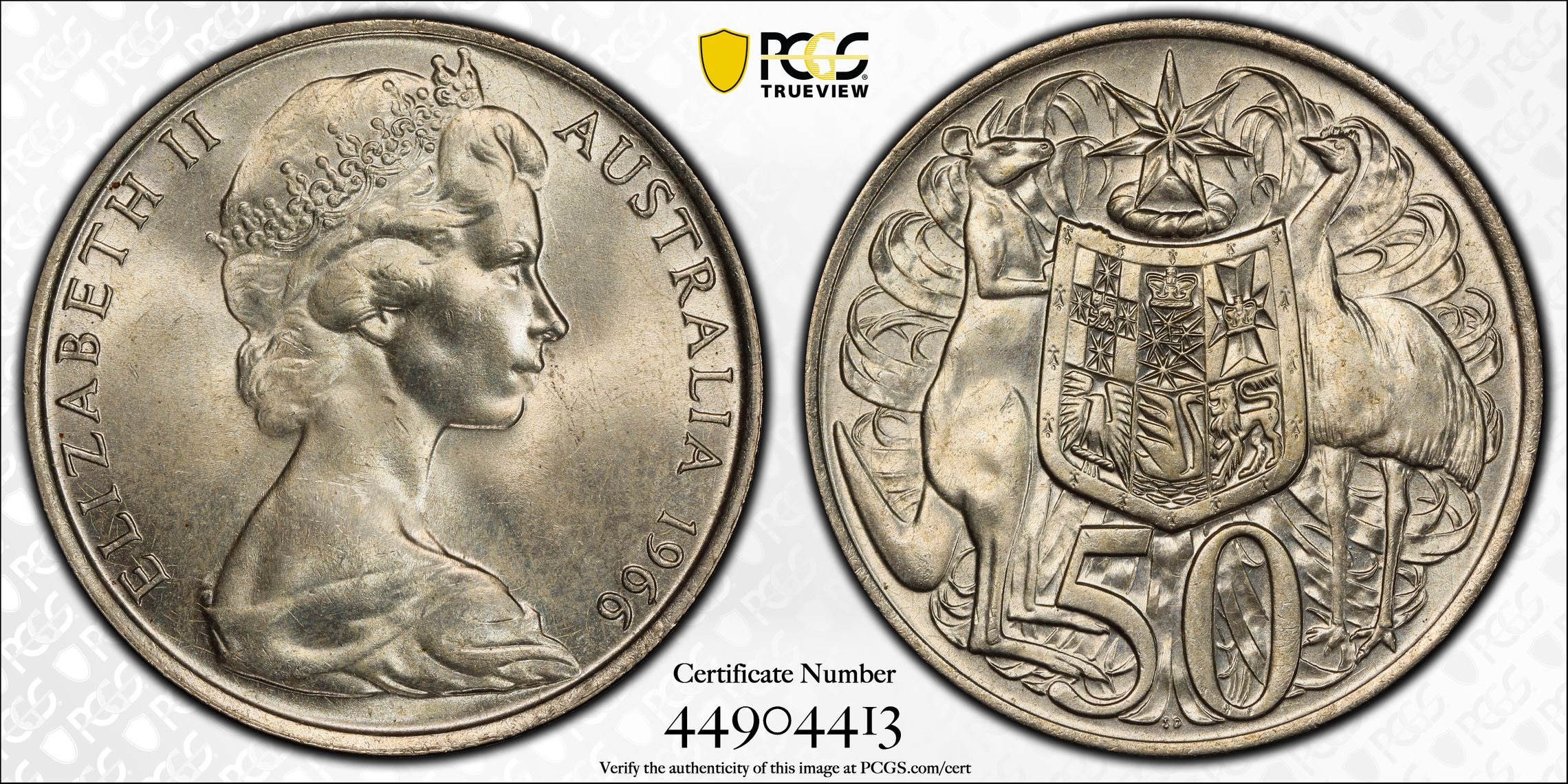 Fifty Cent, 1966, PCGS MS65