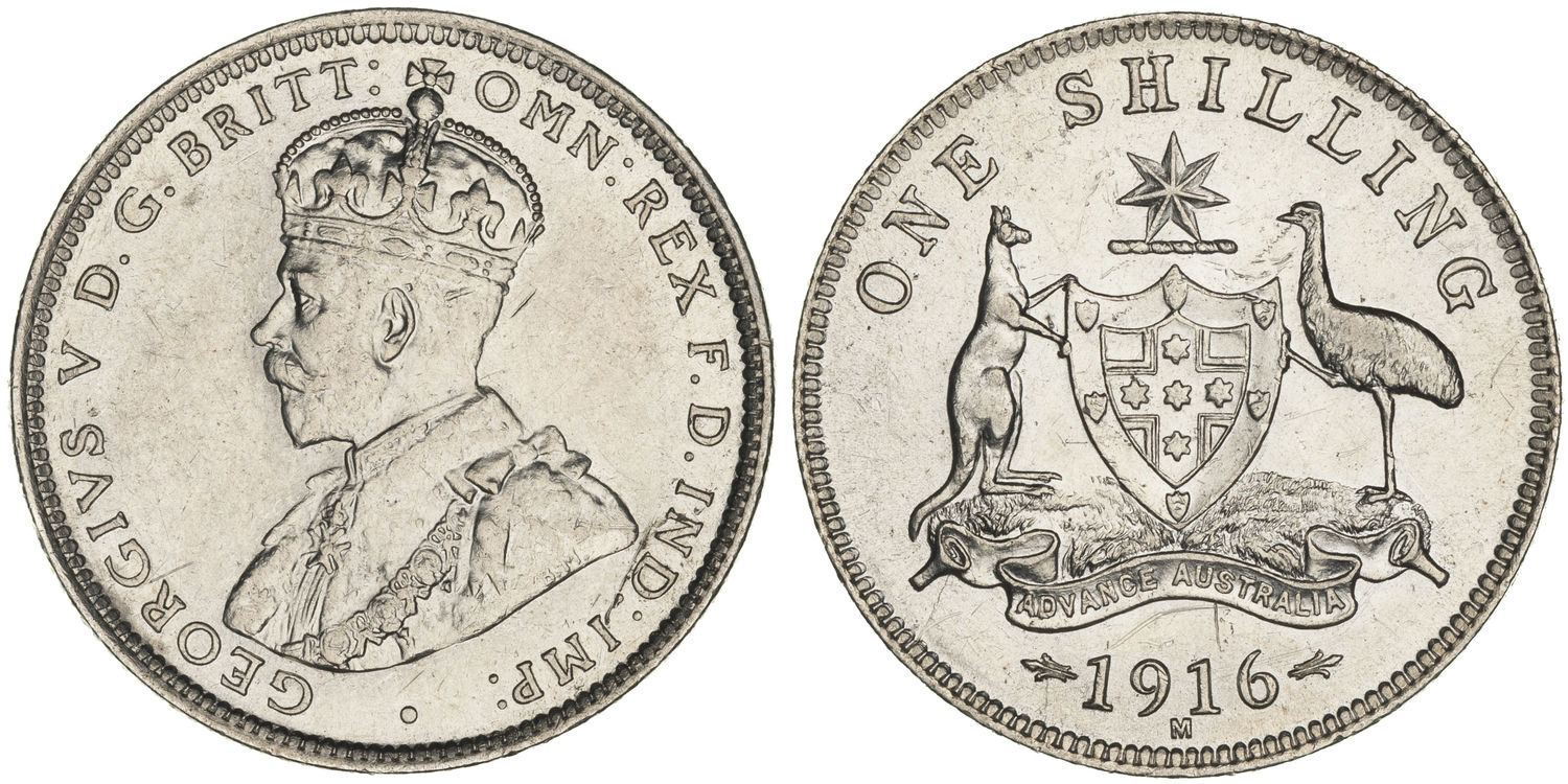 George V, Shilling, 1916-M, UNC