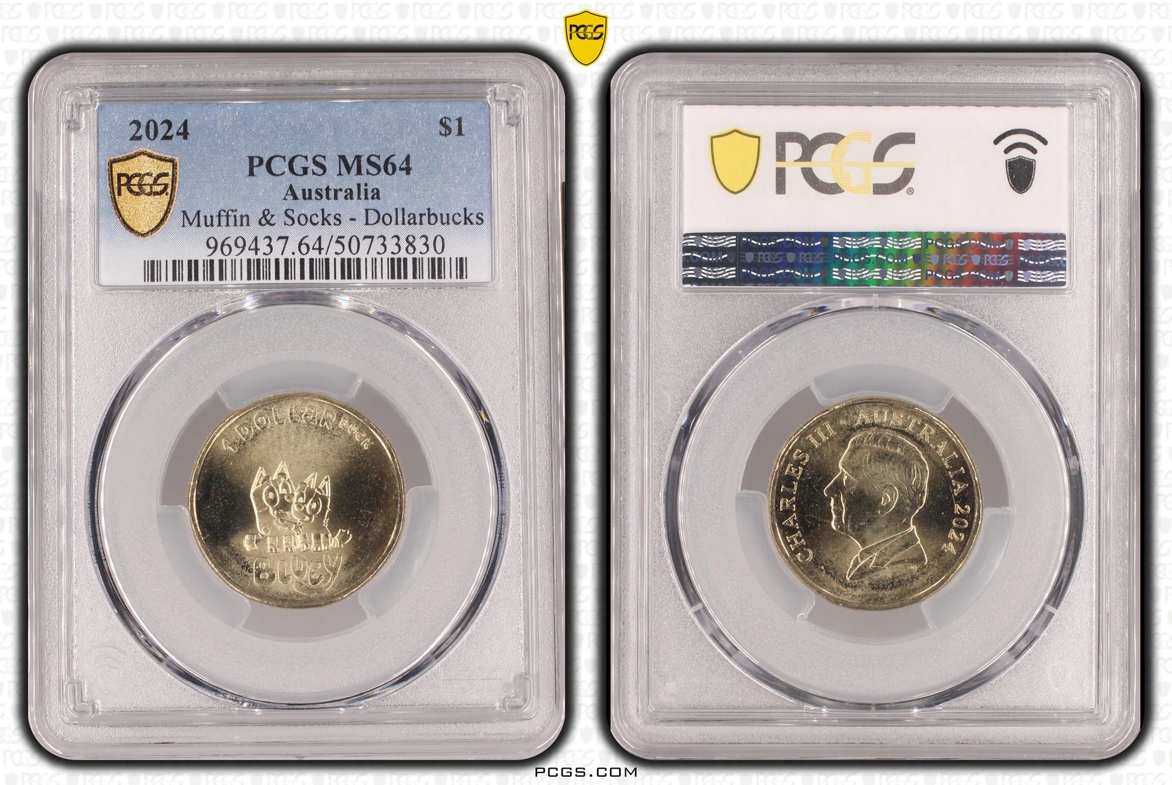Muffin & Socks - Dollarbucks , One Dollar, 2024, PCGS MS64