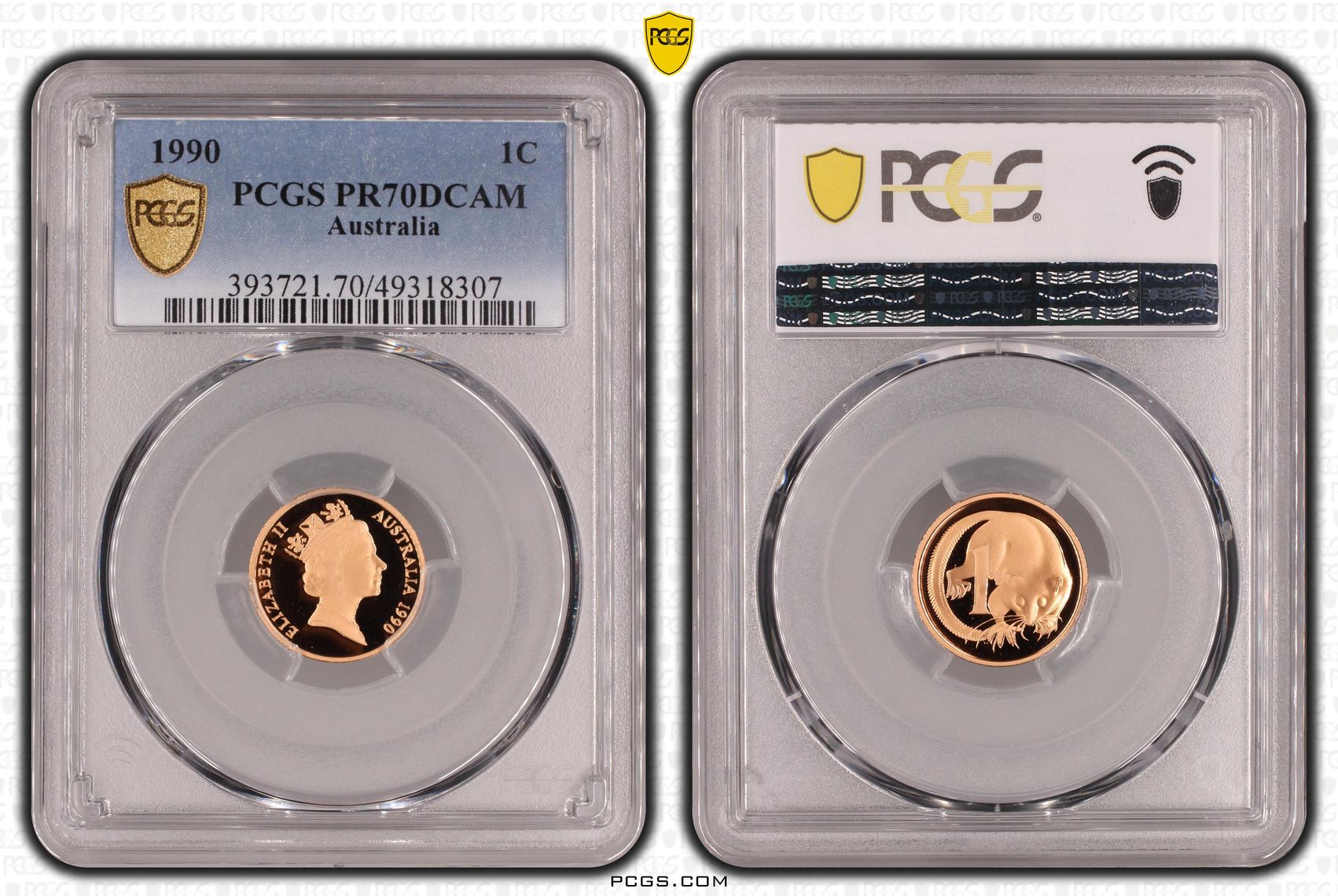 Elizabeth II, One Cent, 1990, PCGS PR70DCAM
