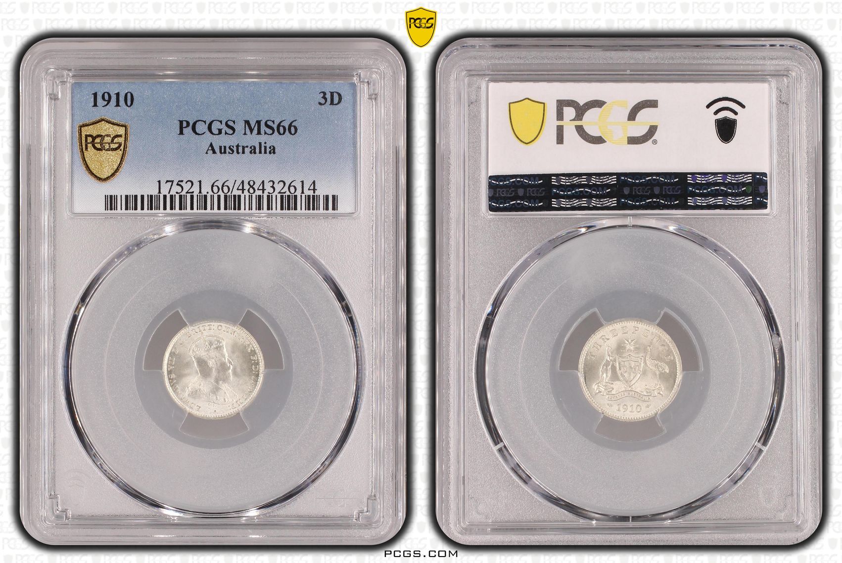 Edward VII, Threepence, 1910, PCGS MS66