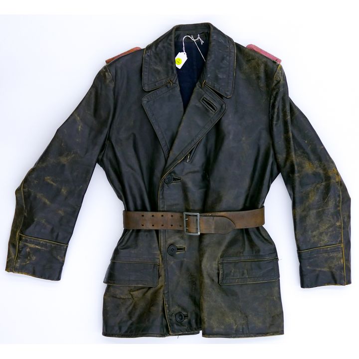 WWII German Officer's Leather Overcoat Jacket