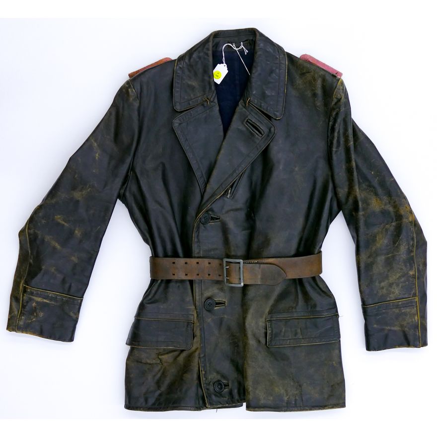 WWII German Officer's Leather Overcoat Jacket