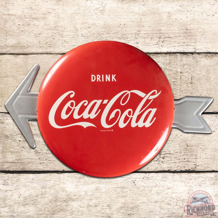 Drink Coca Cola 16" Button Sign w/ Arrow
