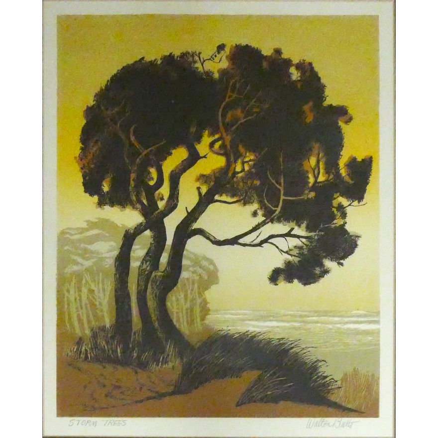 Walton Butts ''Storm Trees'' Signed Serigraph Framed 21''x17''