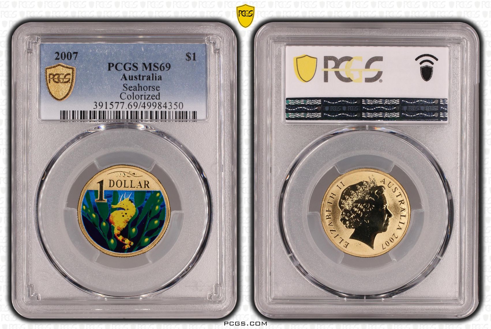 Seahorse POP 6/0, One Dollar, 2007, PCGS MS69