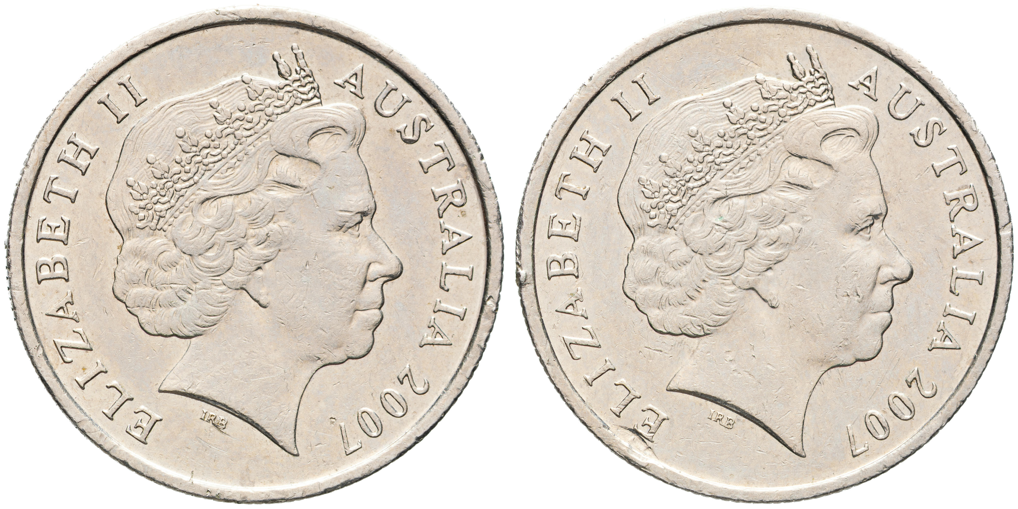 Elizabeth II, Double Obverse, Five Cents, 2007, gVF