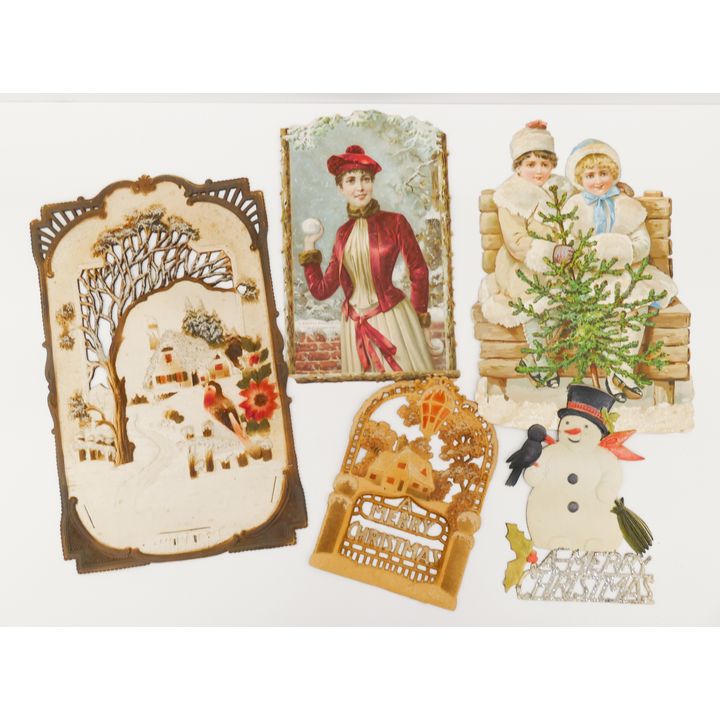 5pc Antique Die-cut Christmas Decorations- 9'' to 17''