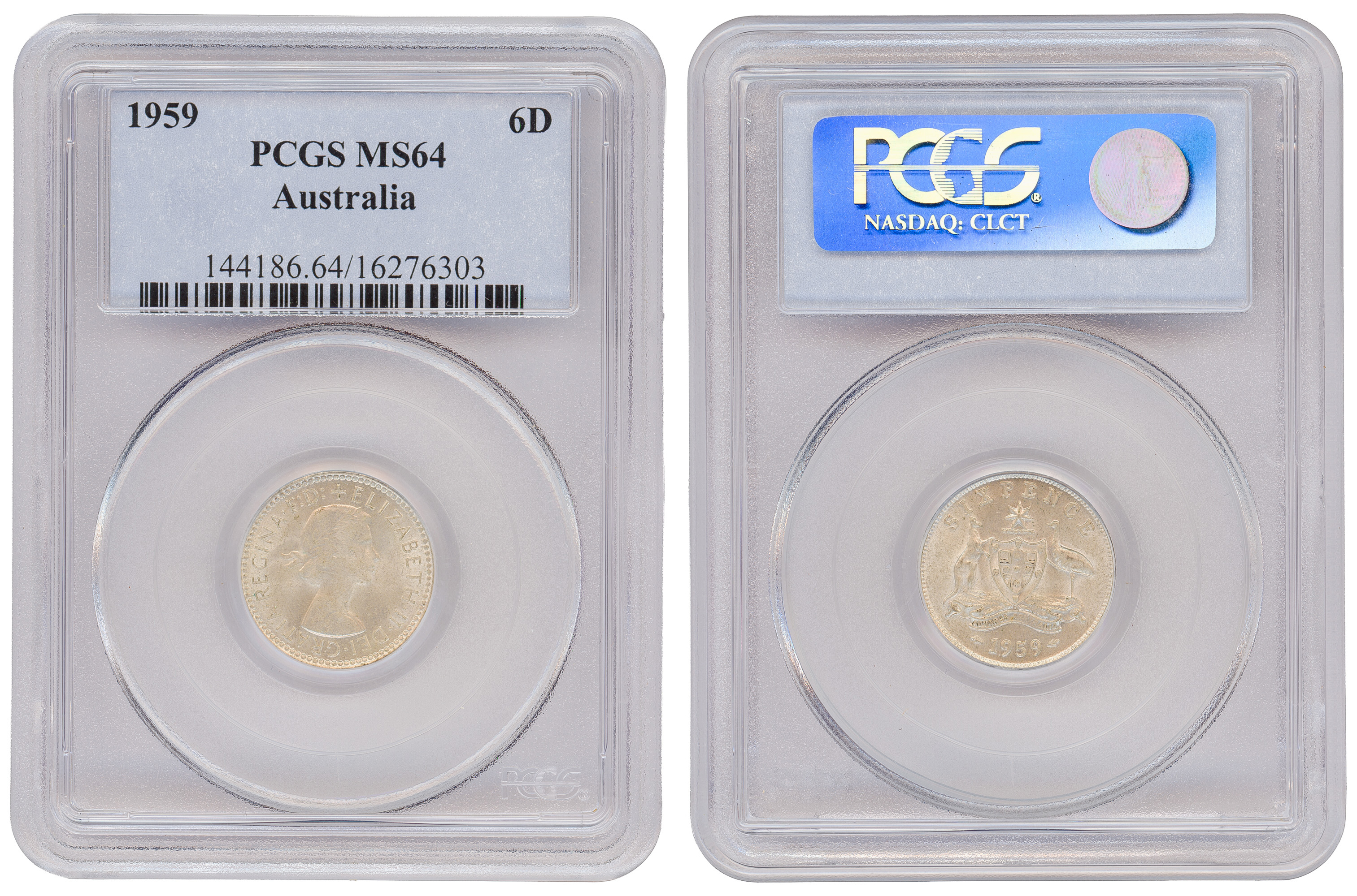 Elizabeth II, Sixpence, 1959, PCGS MS64