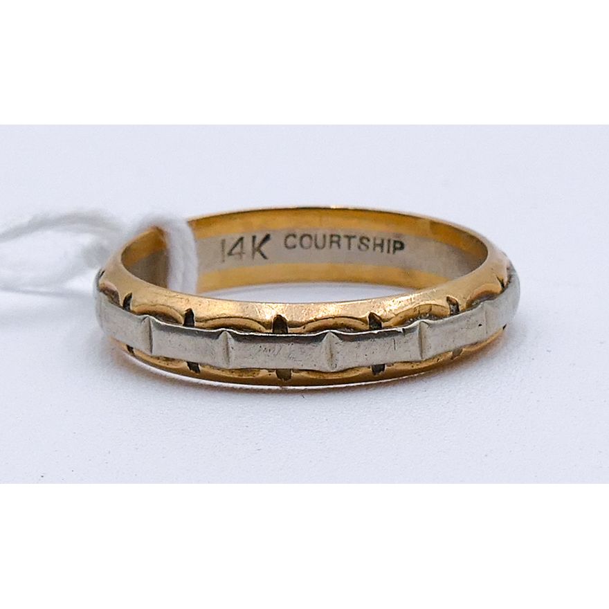 Courtship 14k Two-Tone Band Ring Size 10.5 - 4.9 Grams