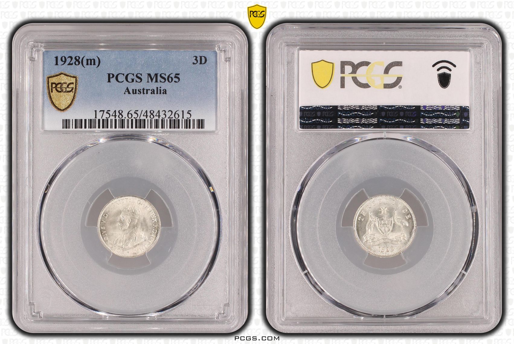 George V, Threepence, 1928(m), PCGS MS65