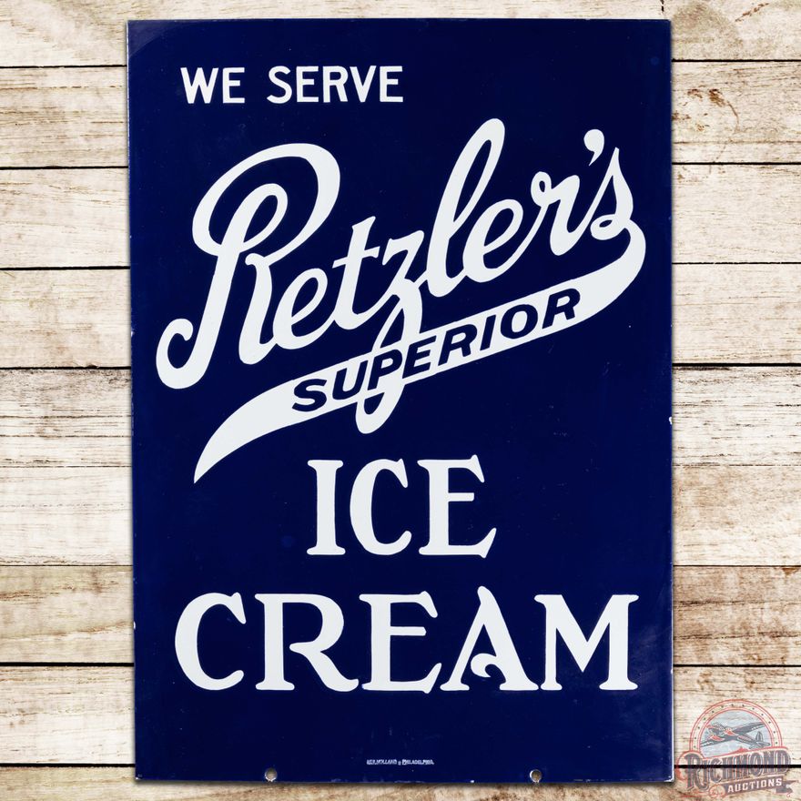 We Serve Retzler's Superior Ice Cream DS Porcelain Sign