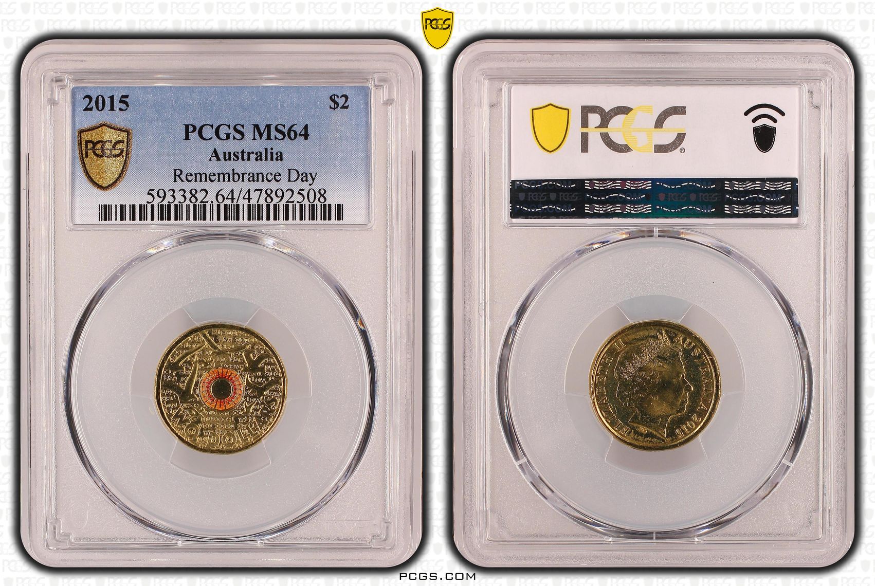 Elizabeth II, Remembrance Day Colorized - In Flanders Fields , Two Dollar, 2015, PCGS MS64