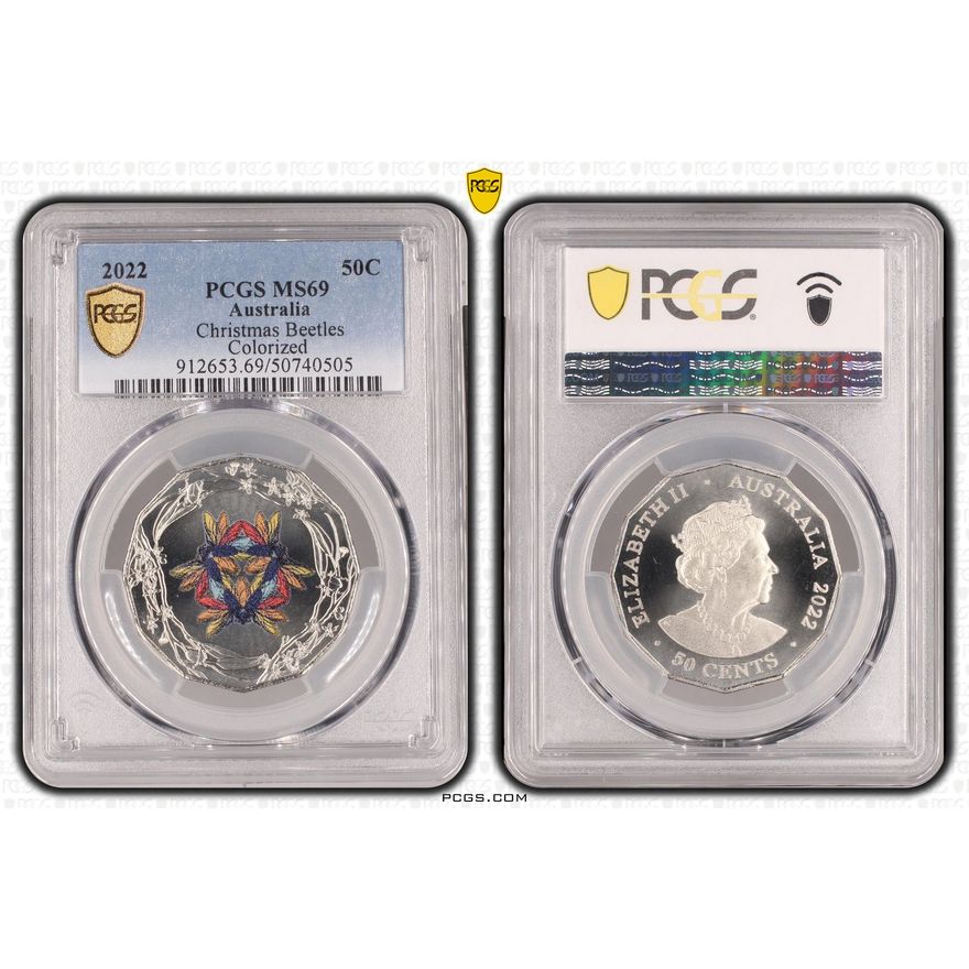 Christmas Beetles Colorized, Fifty Cent, 2022, PCGS MS69