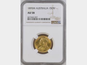 1895 VICTORIA MELBOURNE MINT GOLD SOVEREIGN AU58
