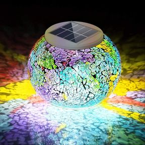 NEW SOLIDFIRE LED RGB COLOR CHANGING SOLAR LED LIGHT MOSAIC CRACKED GLASS