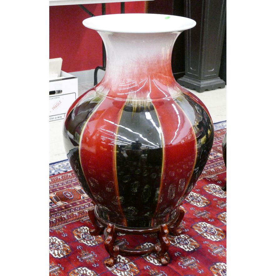 Chinese Oxblood Porcelain Floor Vase on Stand 31''x19''