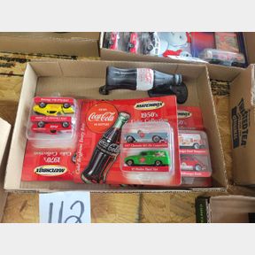 Coca-Cola Matchbox collectible cars and Cast Iron door pull