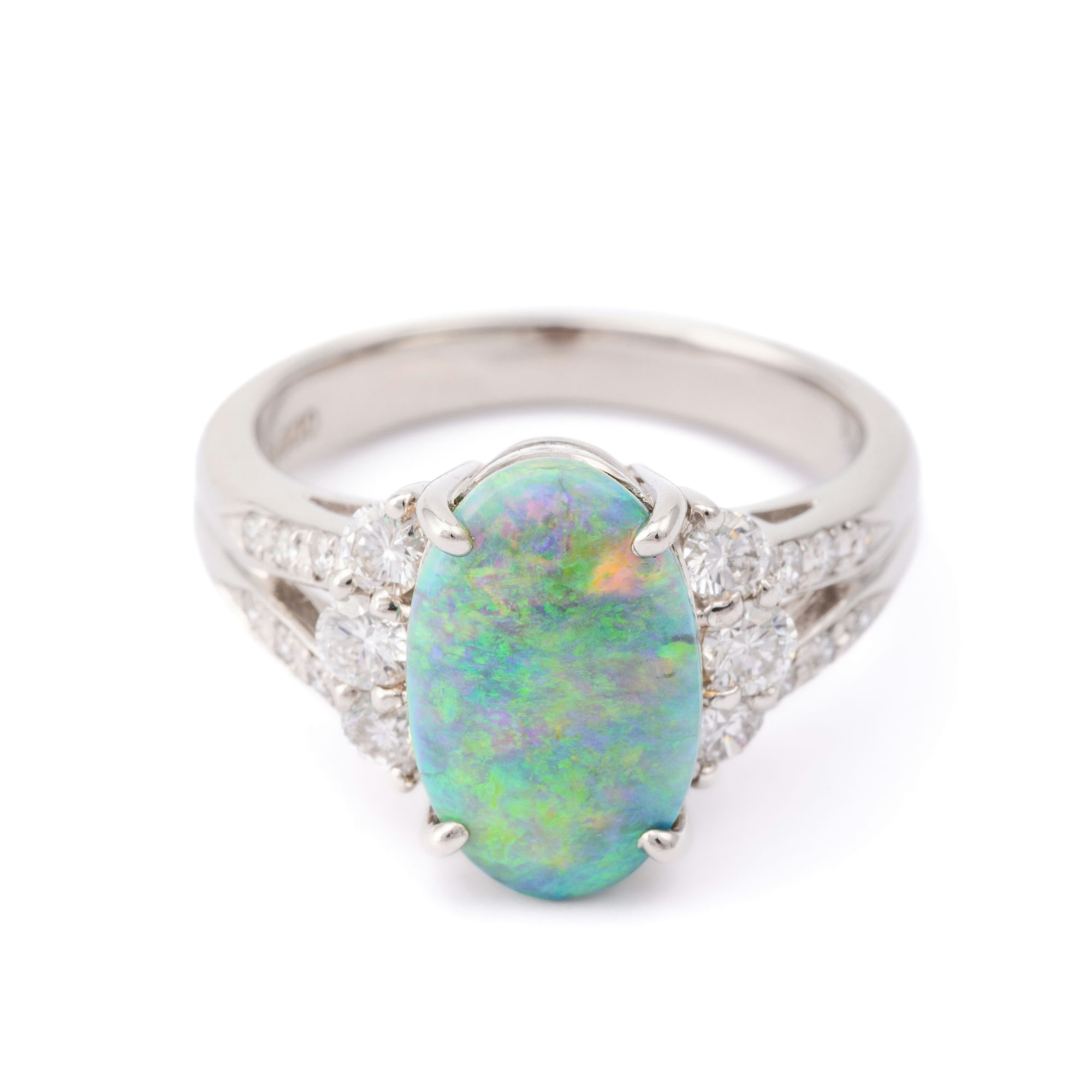 Opal and Diamond Ring in Platinum,