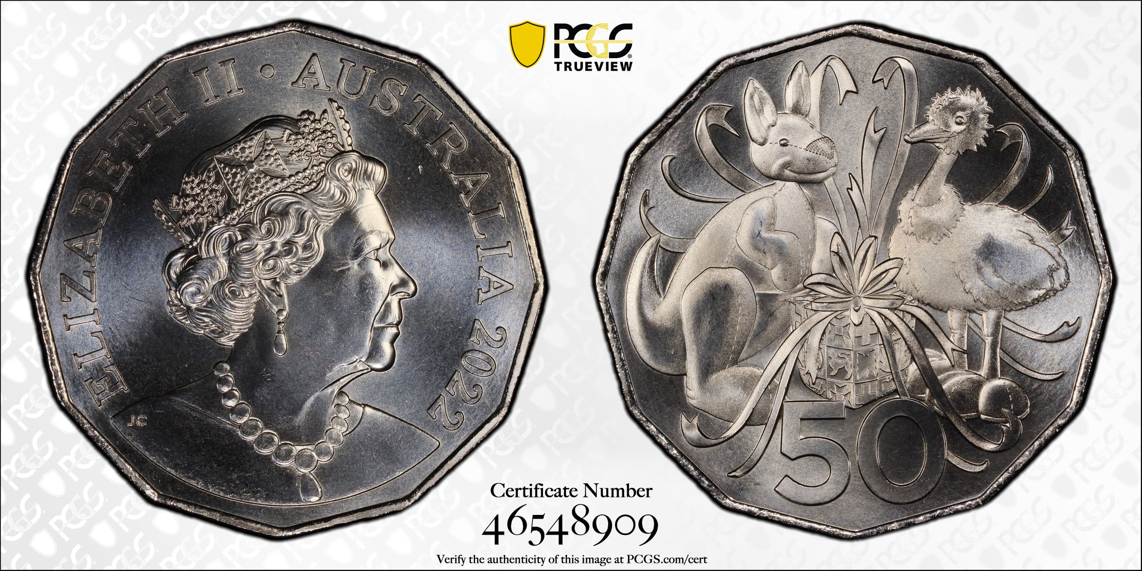 356 · Elizabeth II, Plush Toy COA - Baby Set , Fifty Cent, 2022, PCGS MS68