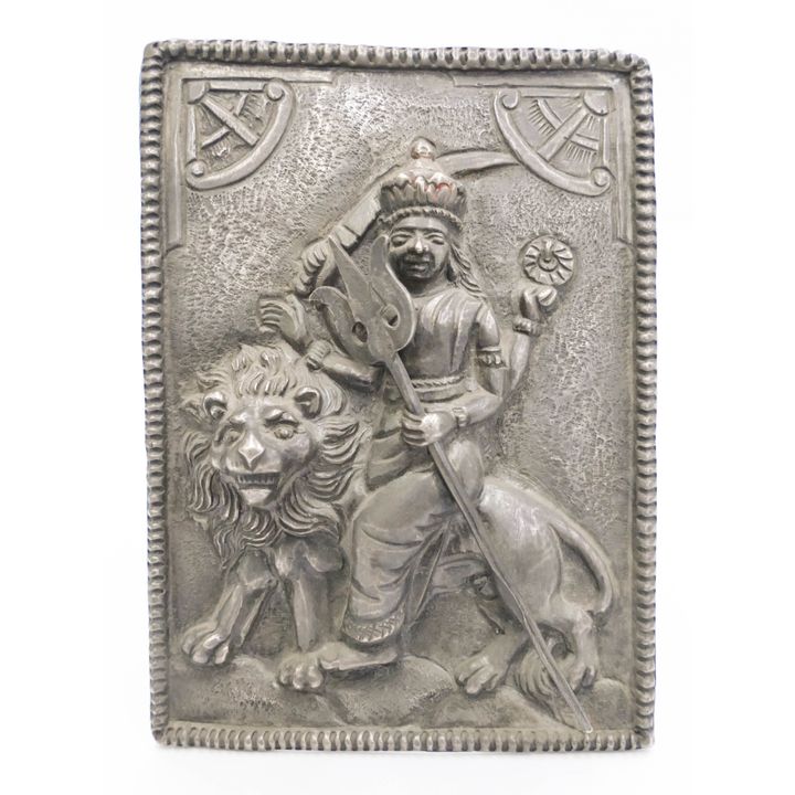 Indian 19th Cent. Raj Silver Repousse Kali Icon