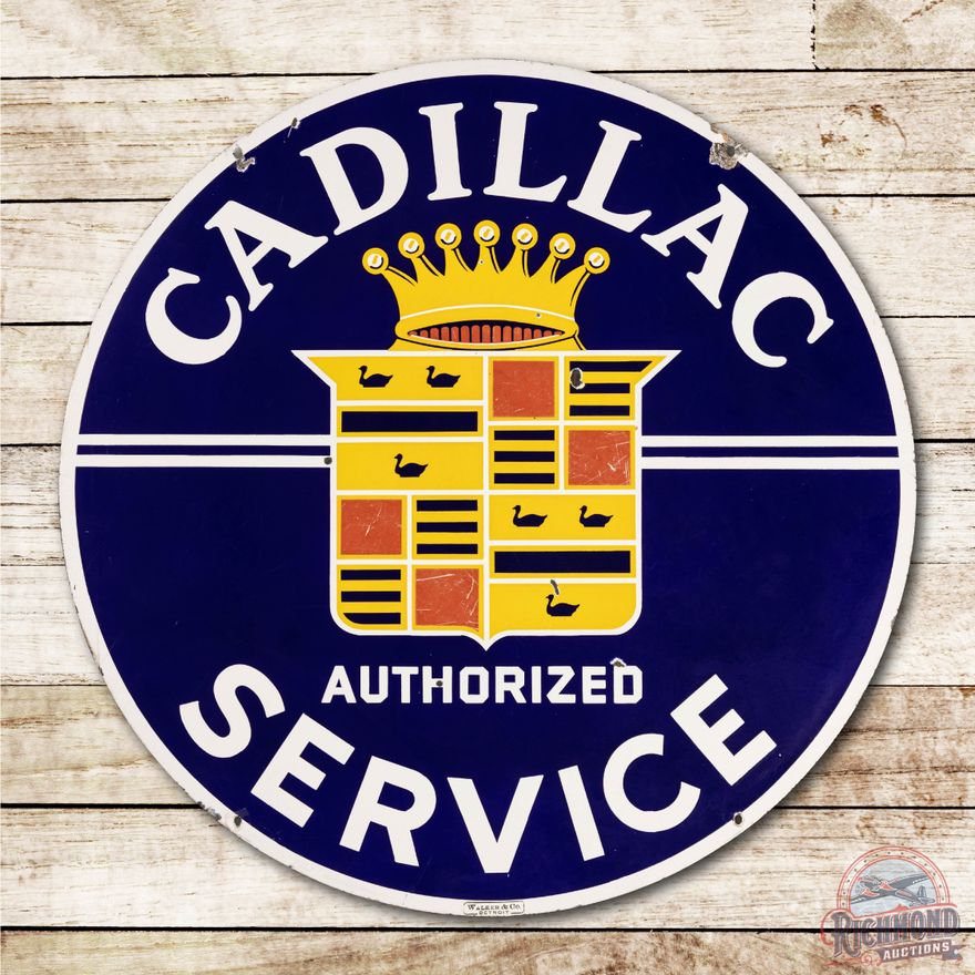 42" Cadillac Authorized Service Double Sided Porcelain Sign