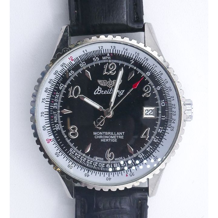 Old Men's Faux Breitling Montbrillant Wrist Watch 42mm