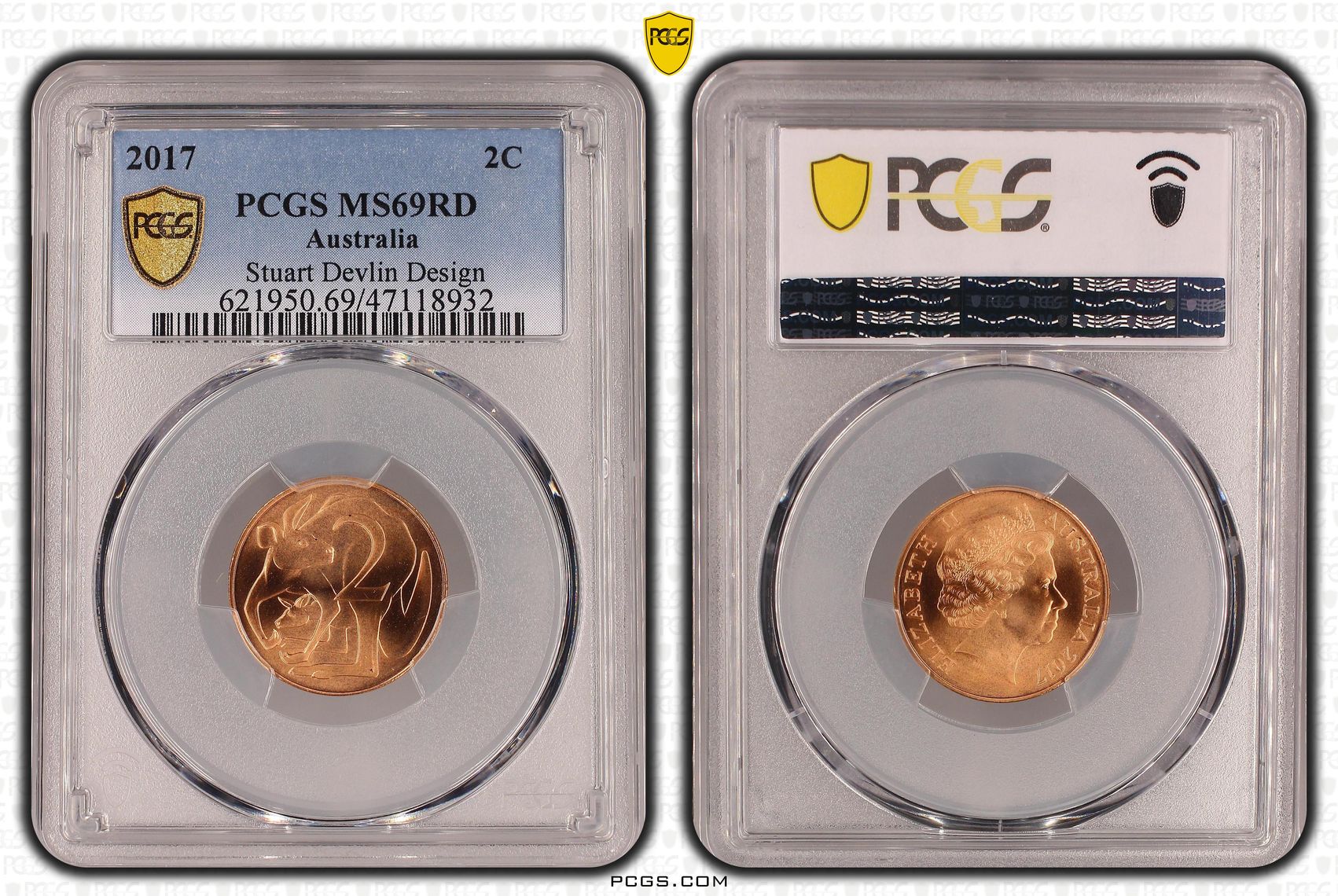 137 · Elizabeth II, Stuart Devlin Design, Two Cent, 2017, PCGS MS69RD
