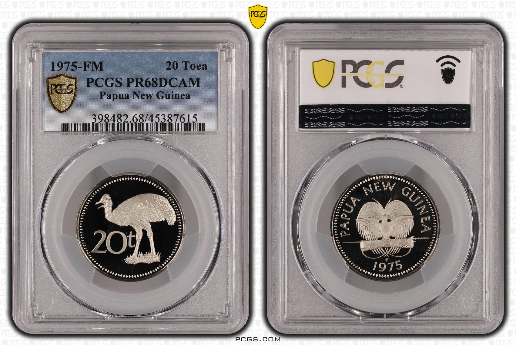 Papua New Guinea, KM-5, Twenty Toea, 1975-FM, PCGS PR68DCAM